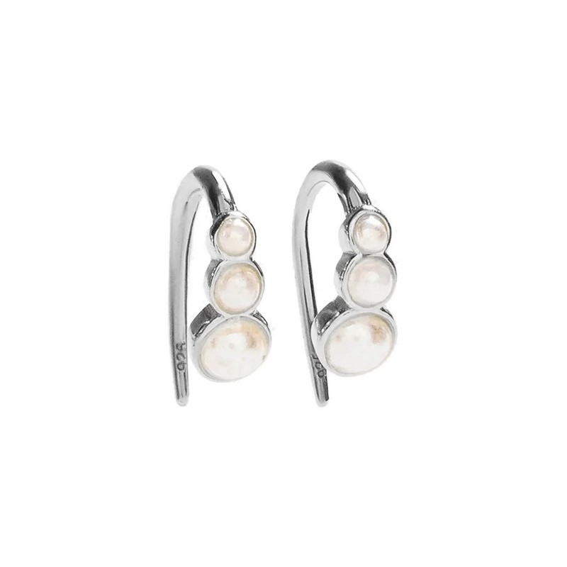 Billede af MerlePerle - Edel perleøreringe i sølv m. 3 perler**
